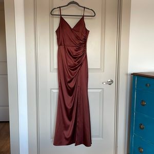 Revelry Rory Satin Dress in Cinnamon Rose Size 4 Petite Length - Dry Cleaned!